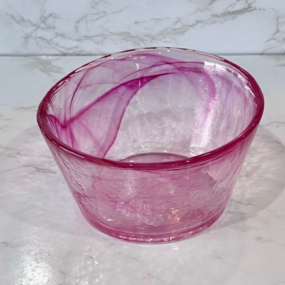 KOSTA BODA Pink Swirl Art Glass Mine 6” Bowl By Ulrica Hydman-Vallien - GORG! - Picture 10 of 16